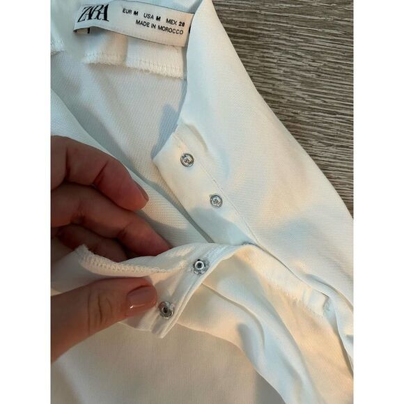 Zara EUC Limited Edition One Sleeve Blouse Top White Size M - Picture 10 of 12